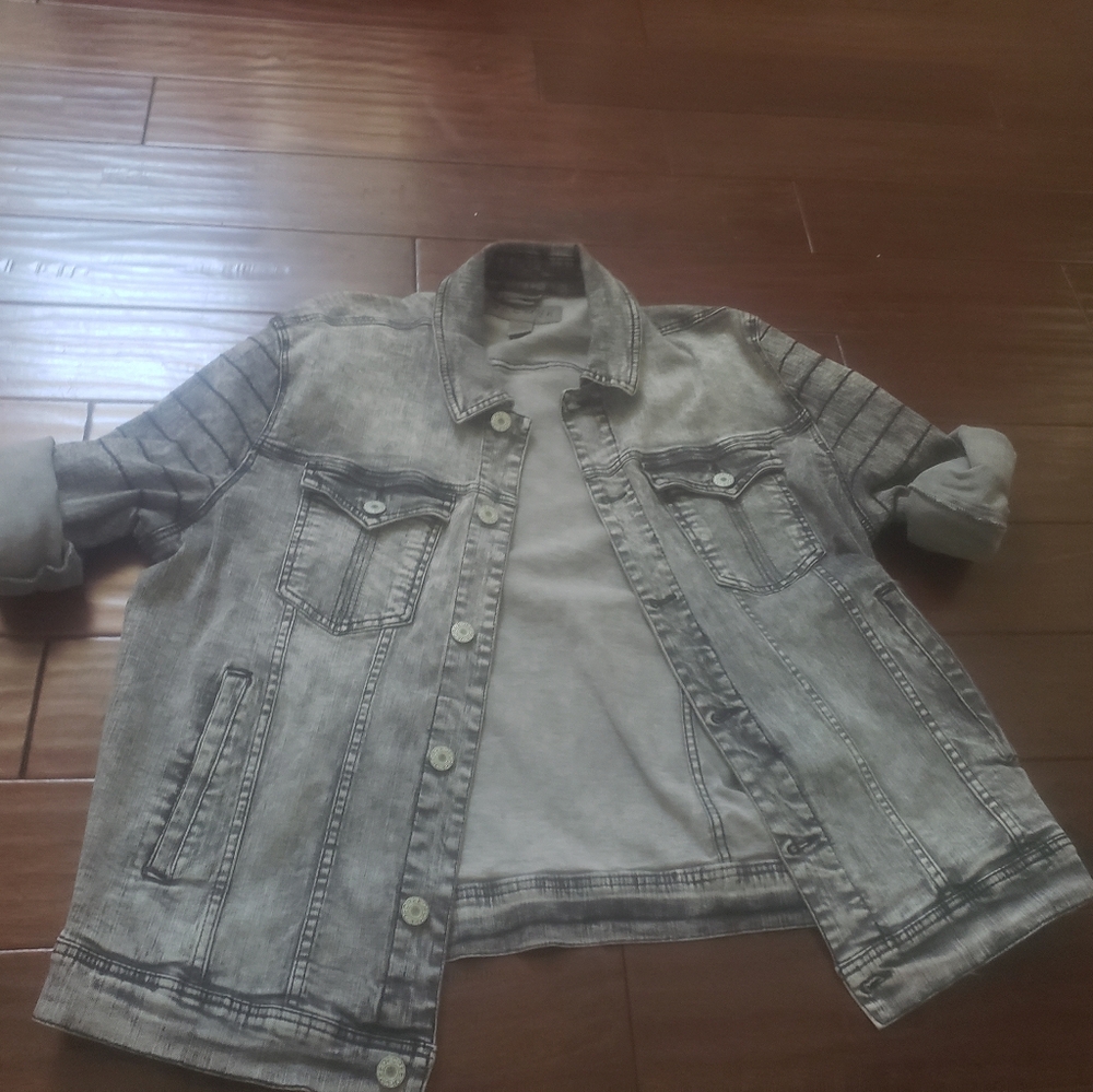 NWT Light Gray Washed Denim Jacket